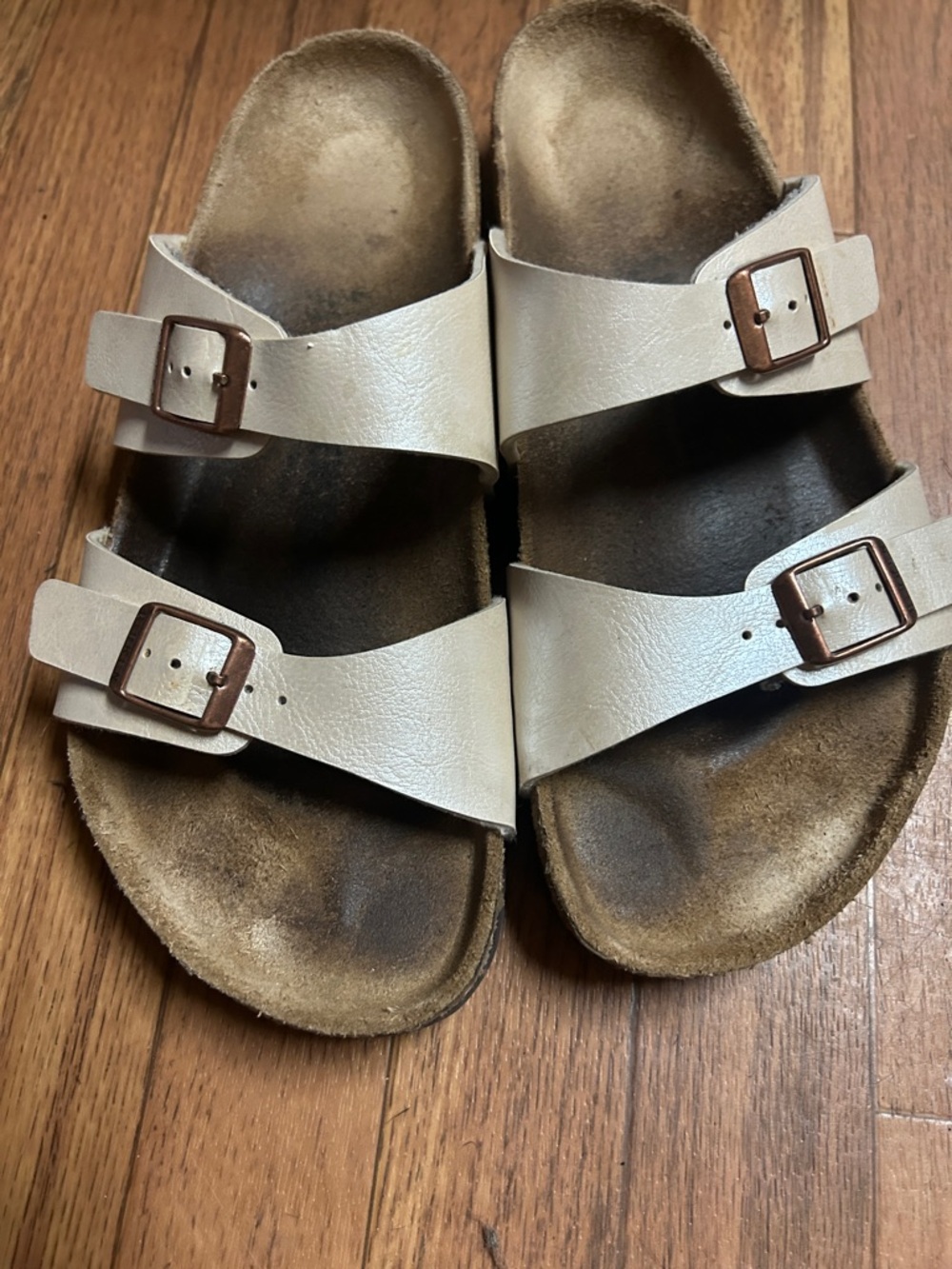 Birkenstock Double Strap Cream Buckle Sandals
